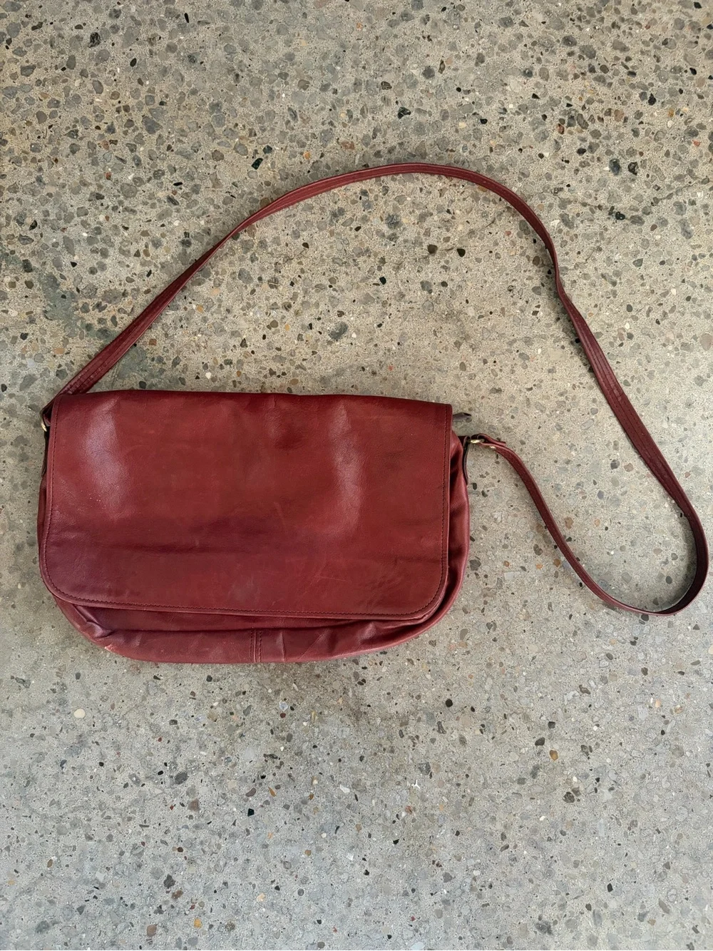 Vintage Maroon Leather Crossbody Bag
